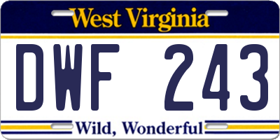 WV license plate DWF243