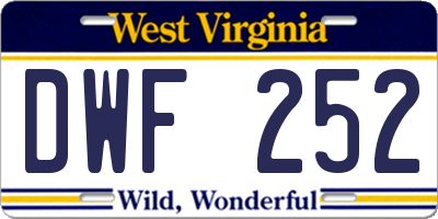 WV license plate DWF252