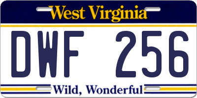 WV license plate DWF256
