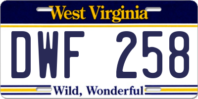 WV license plate DWF258