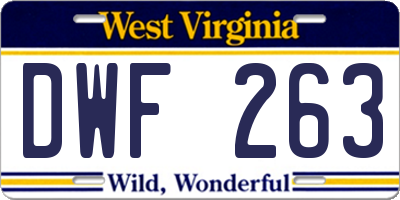 WV license plate DWF263