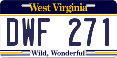 WV license plate DWF271