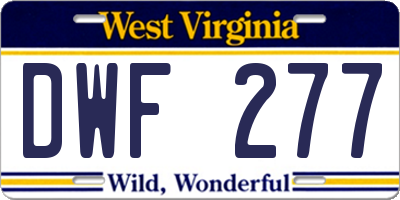WV license plate DWF277