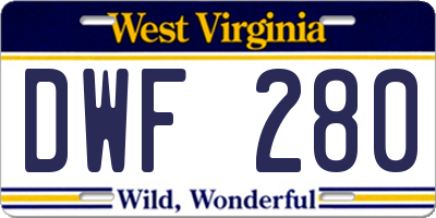 WV license plate DWF280