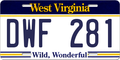 WV license plate DWF281