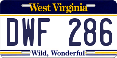 WV license plate DWF286