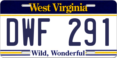 WV license plate DWF291