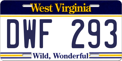 WV license plate DWF293