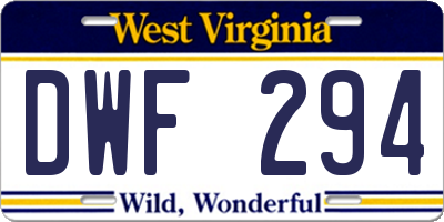 WV license plate DWF294