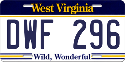 WV license plate DWF296