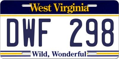 WV license plate DWF298