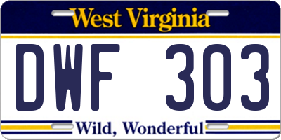 WV license plate DWF303