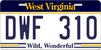 WV license plate DWF310