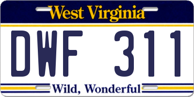 WV license plate DWF311