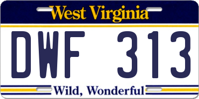 WV license plate DWF313