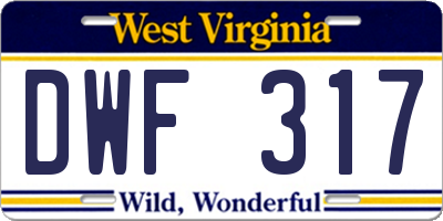 WV license plate DWF317