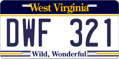 WV license plate DWF321