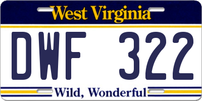 WV license plate DWF322