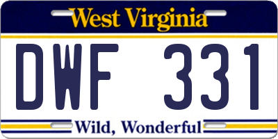WV license plate DWF331