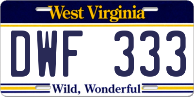 WV license plate DWF333