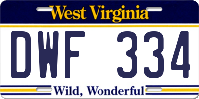 WV license plate DWF334