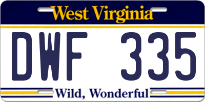 WV license plate DWF335