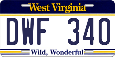 WV license plate DWF340