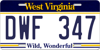 WV license plate DWF347