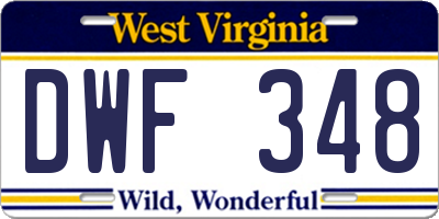 WV license plate DWF348