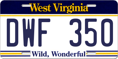 WV license plate DWF350