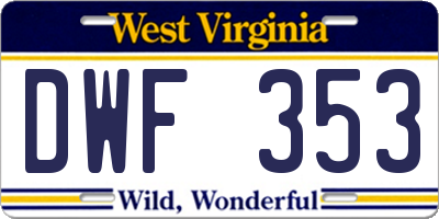 WV license plate DWF353
