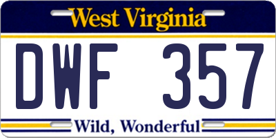 WV license plate DWF357