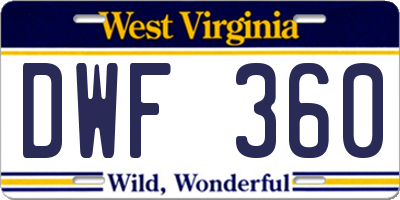 WV license plate DWF360