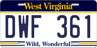 WV license plate DWF361