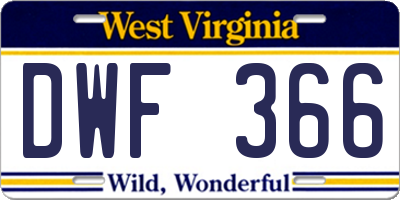 WV license plate DWF366