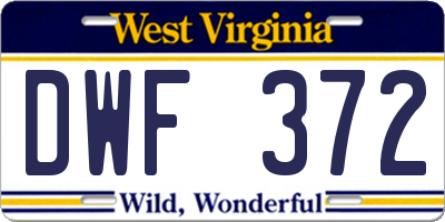 WV license plate DWF372