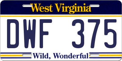WV license plate DWF375