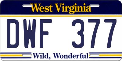 WV license plate DWF377