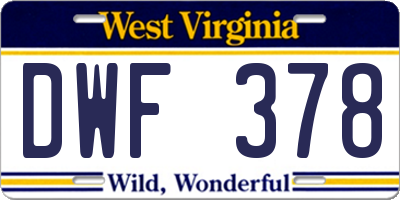 WV license plate DWF378