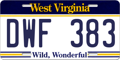 WV license plate DWF383
