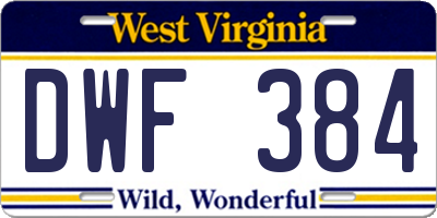 WV license plate DWF384