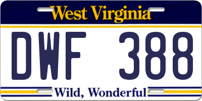 WV license plate DWF388
