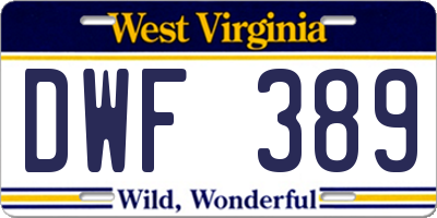 WV license plate DWF389