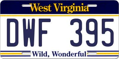 WV license plate DWF395