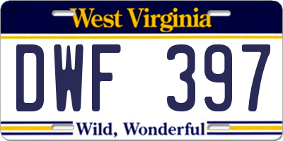WV license plate DWF397