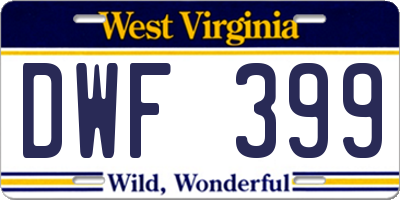 WV license plate DWF399