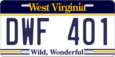 WV license plate DWF401