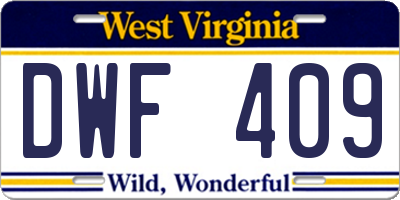 WV license plate DWF409