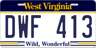 WV license plate DWF413
