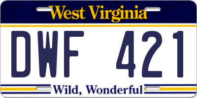WV license plate DWF421